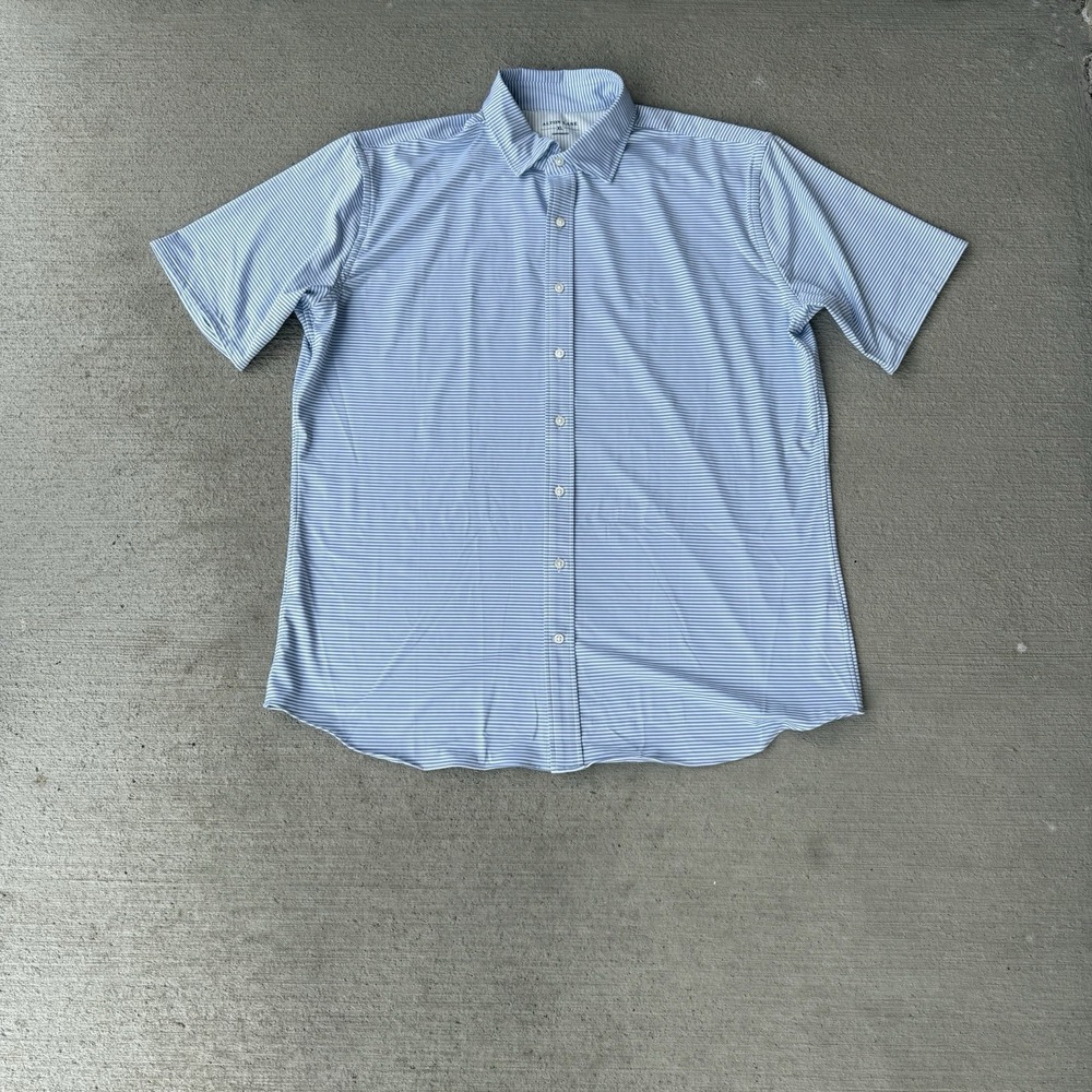 Alton Lane Shirt Men Blue stripe Print Golf‎ Polo Performance shirt sleeve XL